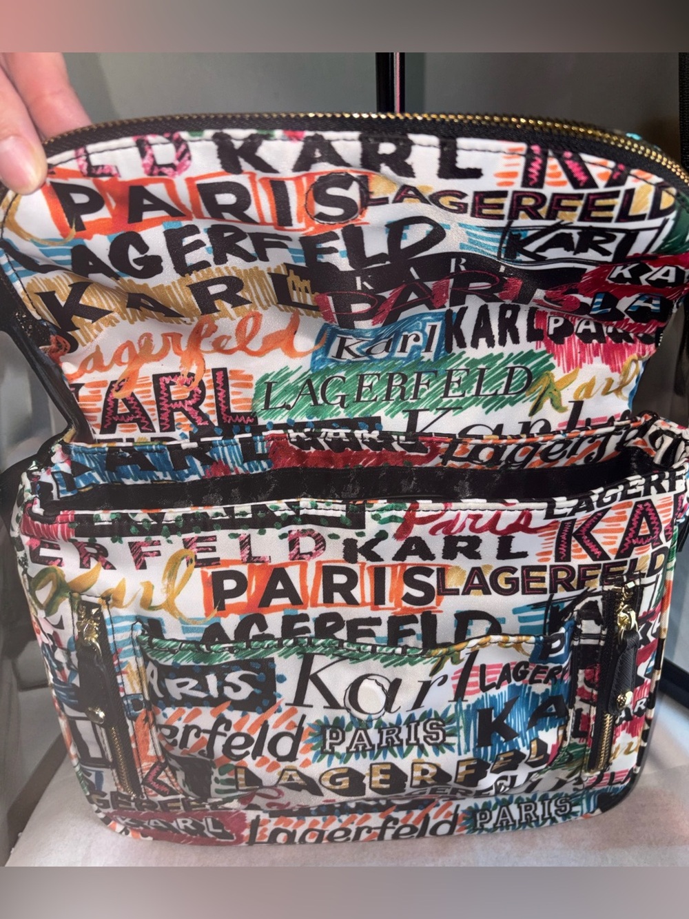 Karl Lagerfeld Cara Graffiti Messenger Crossbody Bag - Picture 9 of 13